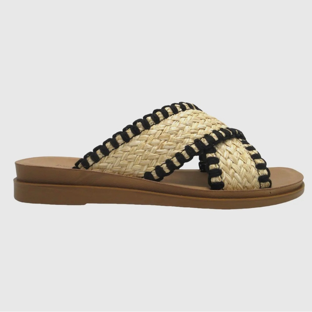 Pierre Dumas Stylish Woven Sandals - Black and Tan In Box